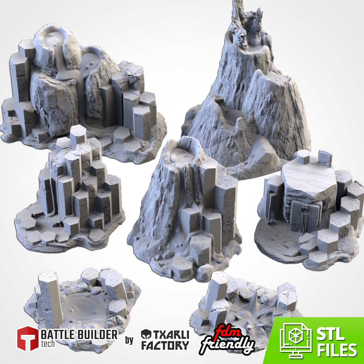 Basalt Volcanoes – 3D Printed Volcanic Terrain for 28–32mm Games