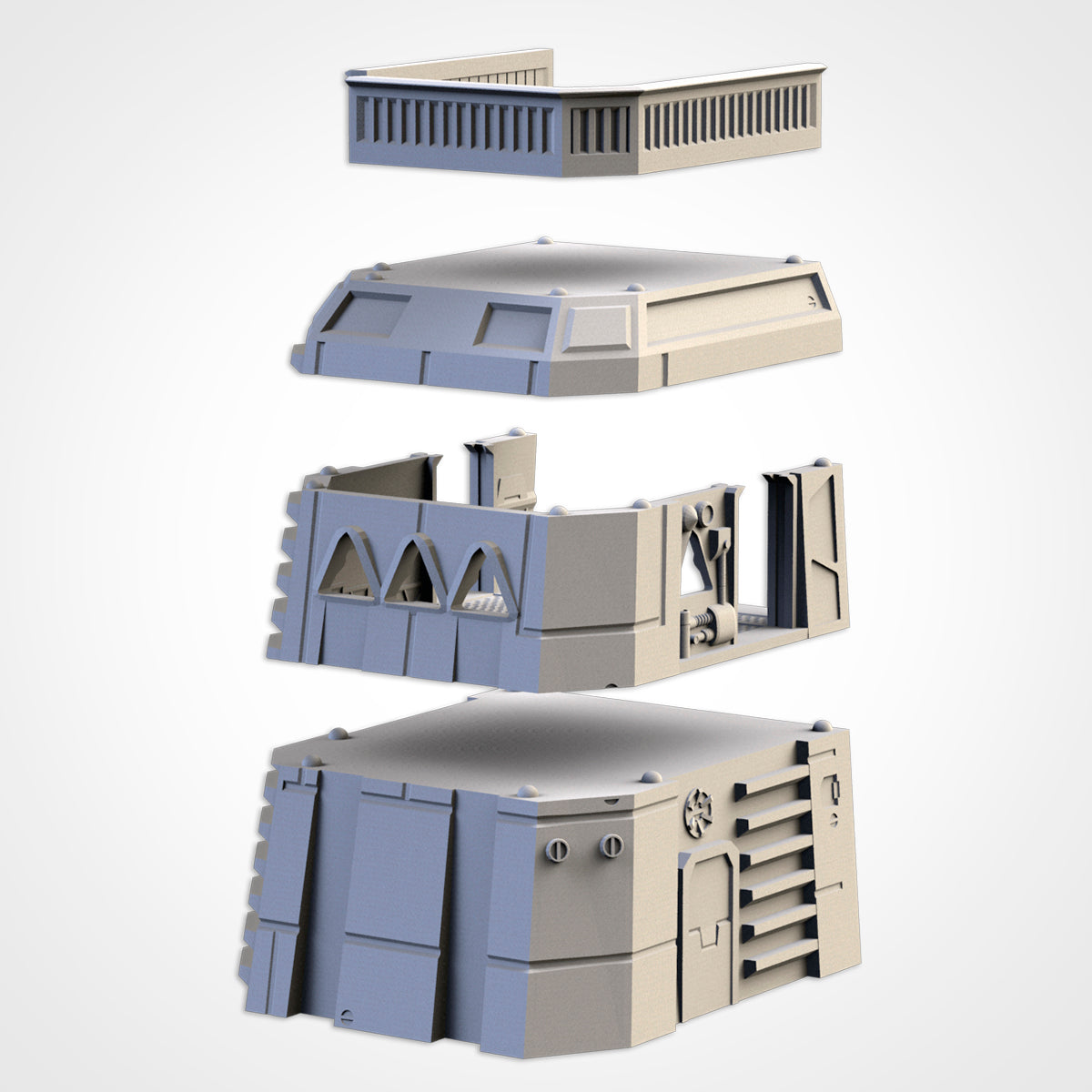 Modular Defense Turrets – Sci-Fi Bunker & Weapon Platforms for 28–32mm Wargaming