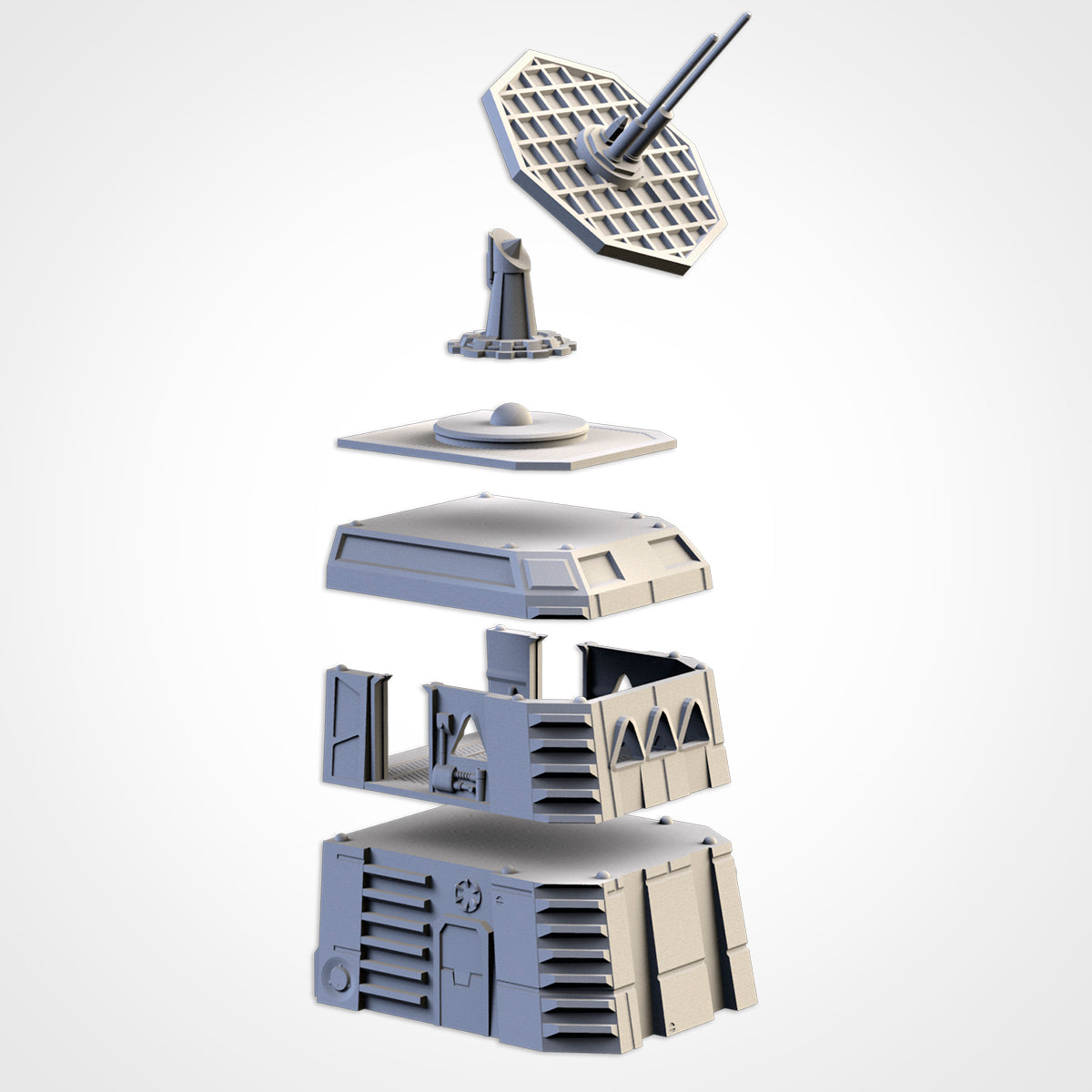 Modular Defense Turrets – Sci-Fi Bunker & Weapon Platforms for 28–32mm Wargaming