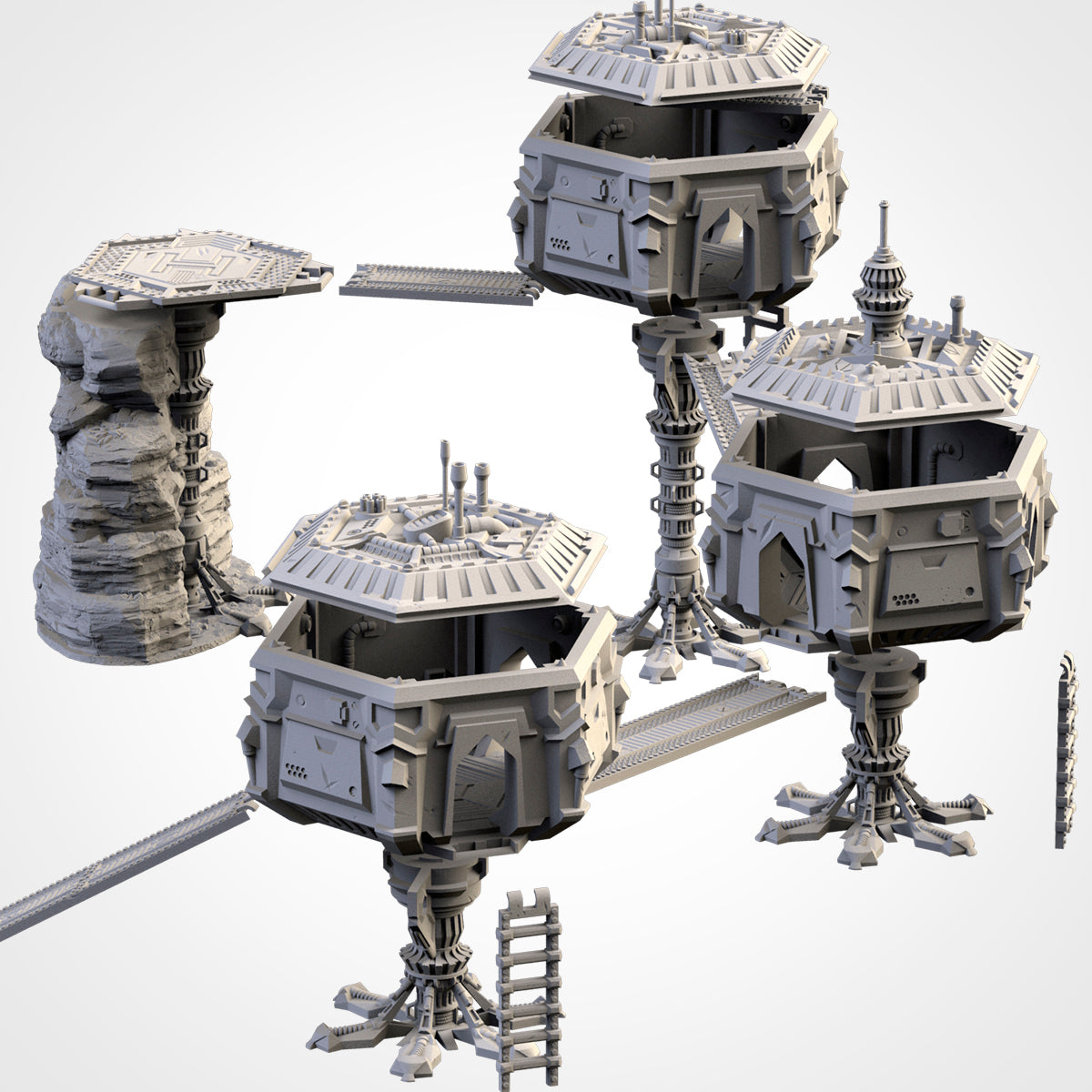 SciFi Desert City – Modular Elevated Terrain for 28–32mm Games