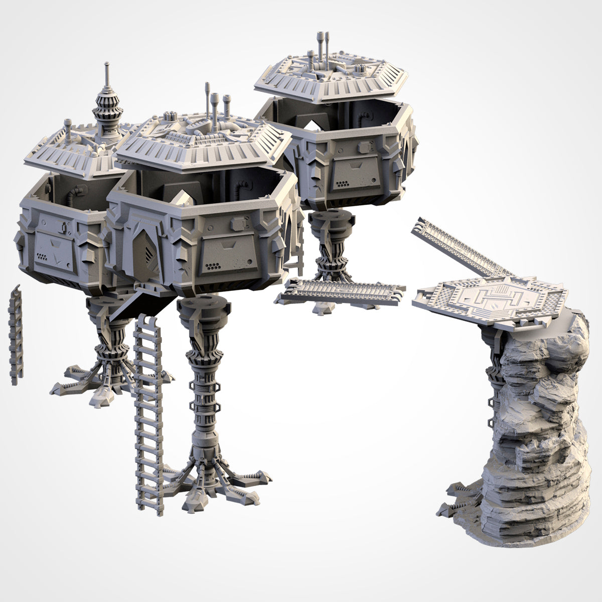 SciFi Desert City – Modular Elevated Terrain for 28–32mm Games