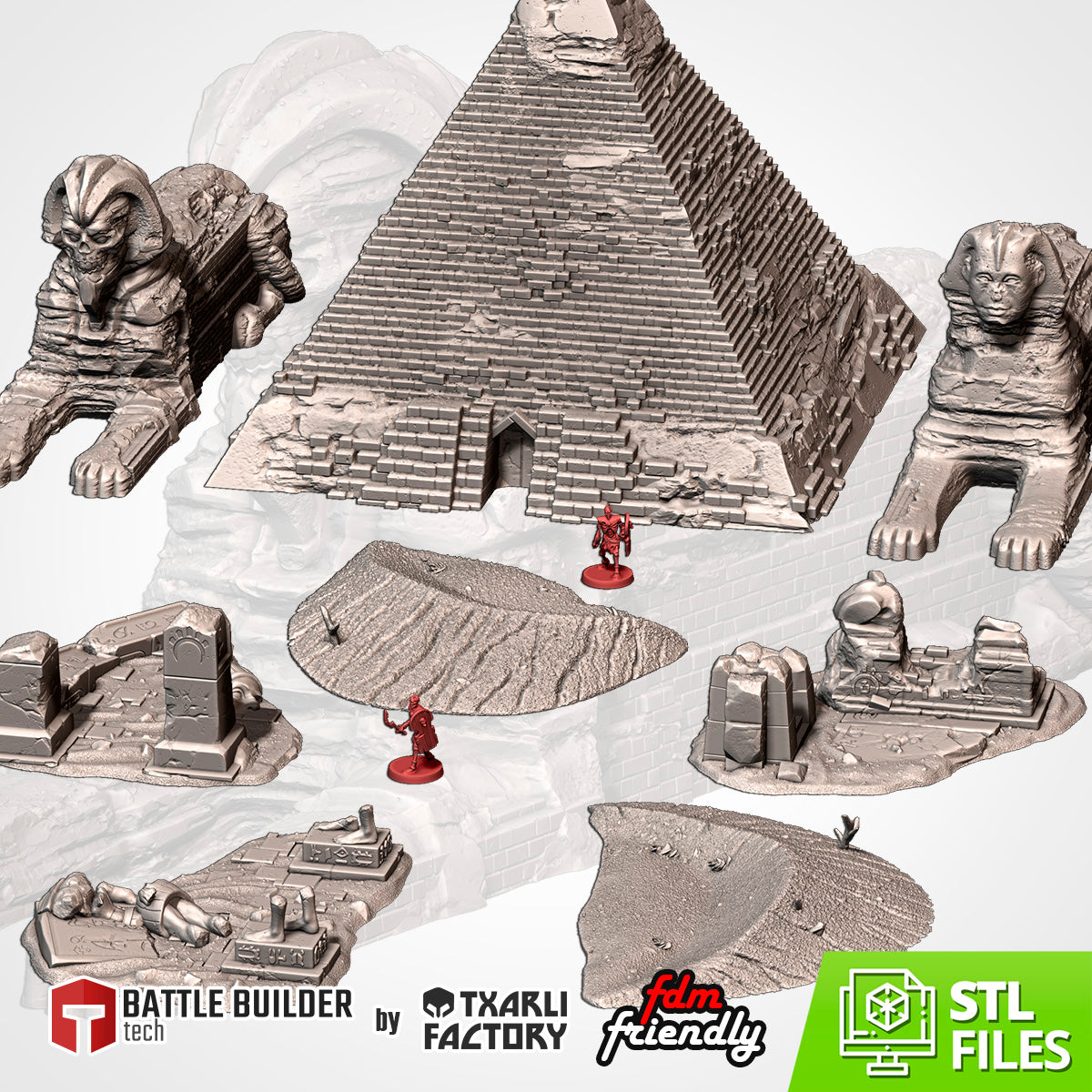 Egyptian Terrain – Pyramid, Sphinx, and Desert Set for 28–32mm Games