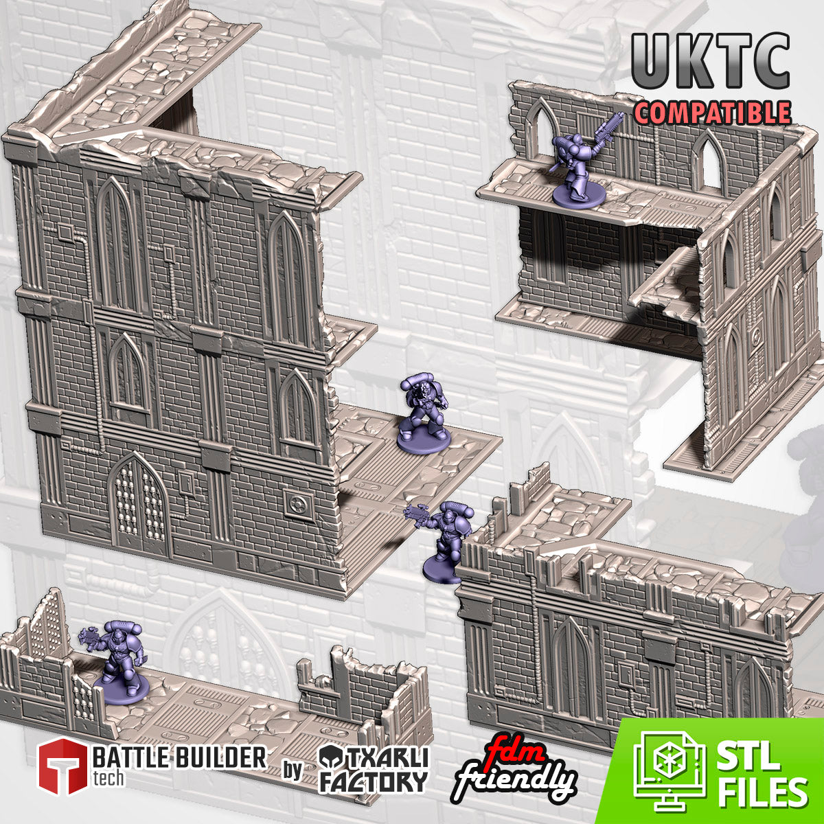 UKTC Cathedral Ruins Set - Gothic Wargaming Terrain for 28-32mm games