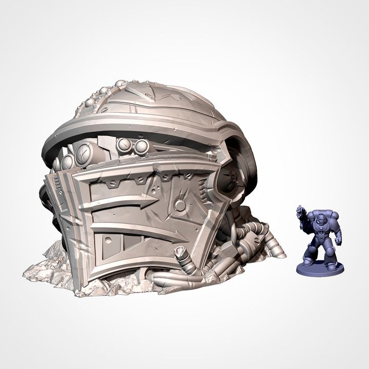 Destroyed Warlord Titan – Crashed Titan Terrain for 28–32mm Sci-Fi Wargaming