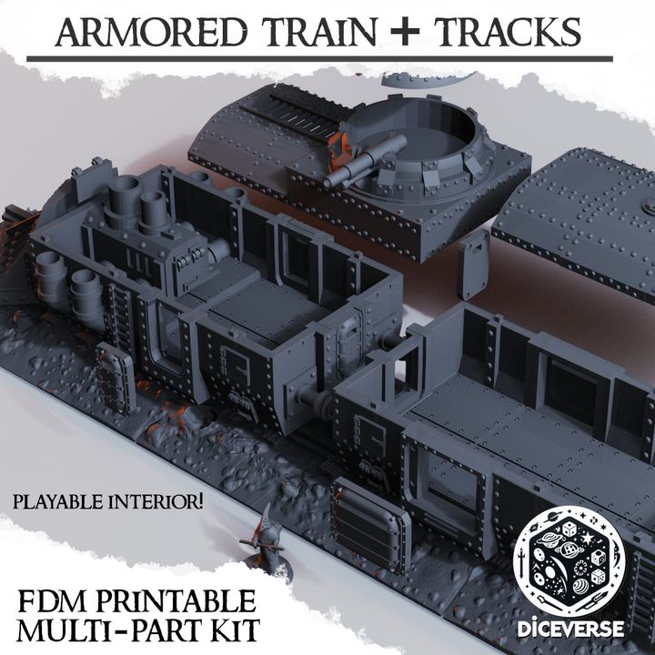 Armored Train + Tracks – Trench Crusade Modular Train Terrain Kit