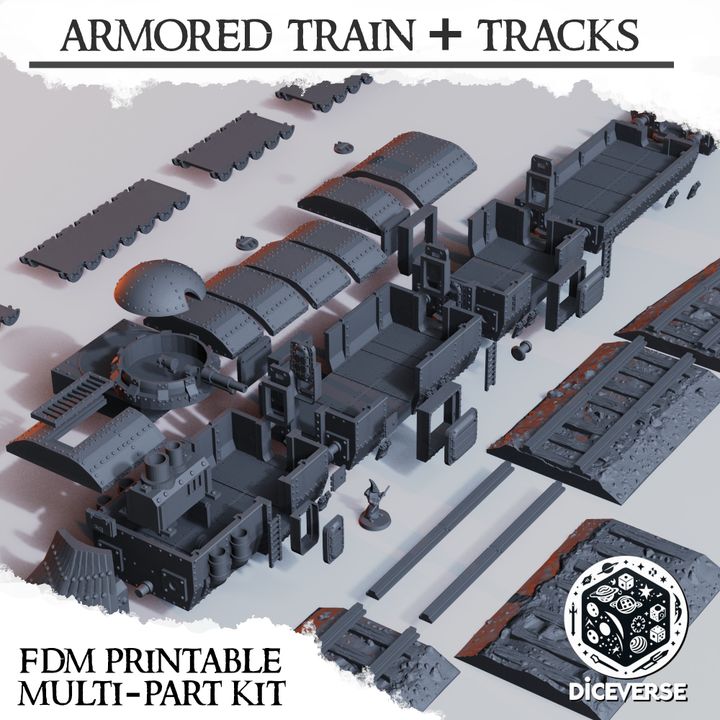 Armored Train + Tracks – Trench Crusade Modular Train Terrain Kit