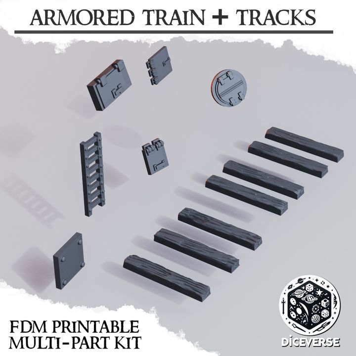 Armored Train + Tracks – Trench Crusade Modular Train Terrain Kit