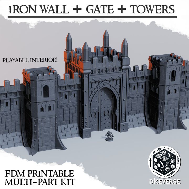 Iron Wall + Gate + Towers – Trench Crusade Modular Fortress Terrain