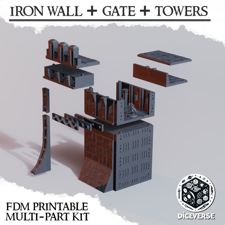 Iron Wall + Gate + Towers – Trench Crusade Modular Fortress Terrain