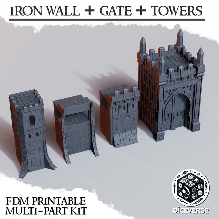 Iron Wall + Gate + Towers – Trench Crusade Modular Fortress Terrain