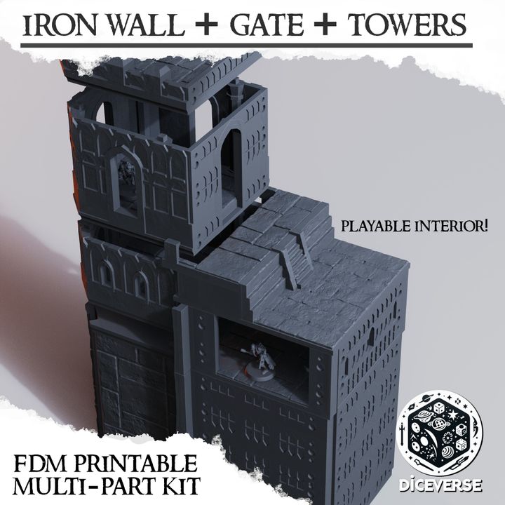 Iron Wall + Gate + Towers – Trench Crusade Modular Fortress Terrain