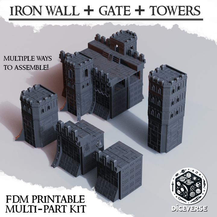 Iron Wall + Gate + Towers – Trench Crusade Modular Fortress Terrain