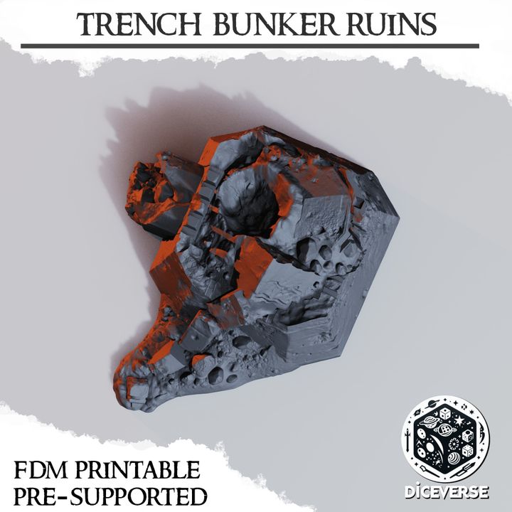 Trench Bunker Ruins - Trench Crusade Destroyed Fortification Terrain