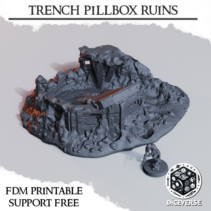 Trench Pillbox Ruins - Trench Crusade Destroyed Modular Bunker Terrain