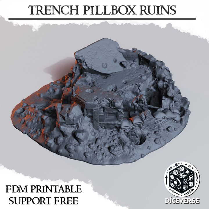 Trench Pillbox Ruins - Trench Crusade Destroyed Modular Bunker Terrain