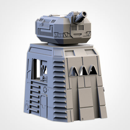 Modular Defense Turrets – Sci-Fi Bunker &amp; Weapon Platforms for 28–32mm Wargaming