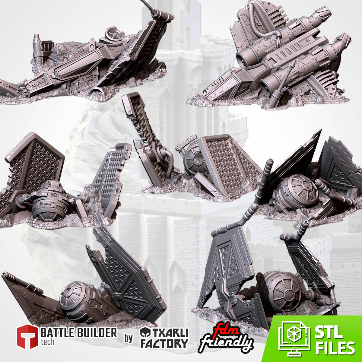 Crashed Starfighters – Wrecked Spacecraft Terrain for 28–32mm Games