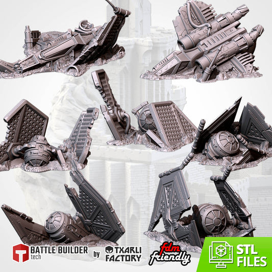 Crashed Starfighters – Wrecked Spacecraft Terrain for 28–32mm Games
