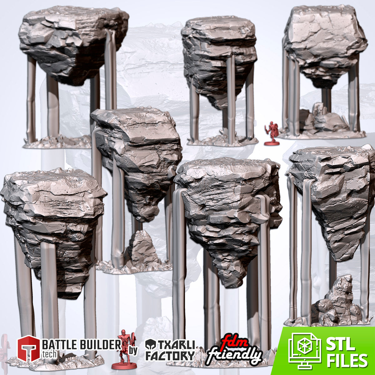 Suspended Rocks Floating Rocks Terrain | 3D Printed Modular Suspended Stone Platforms ...