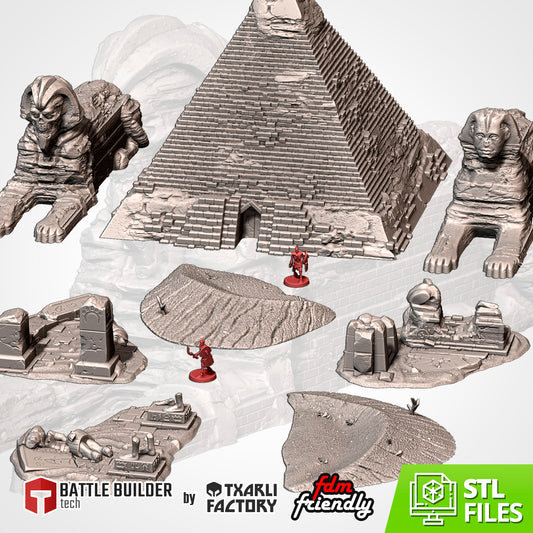 Egyptian Terrain – Pyramid, Sphinx, and Desert Set for 28–32mm Games
