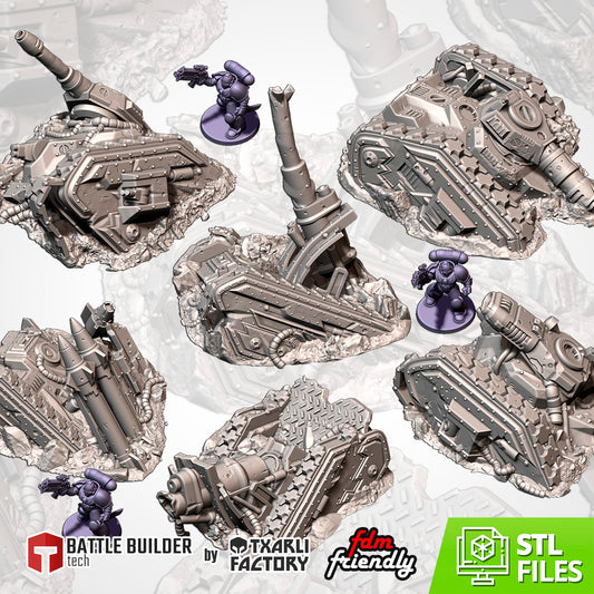 Destroyed Imperial Tanks – Destroyed Tank Terrain for 28–32mm Games