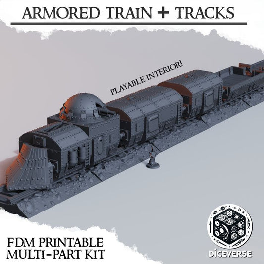 Armored Train + Tracks – Trench Crusade Modular Train Terrain Kit