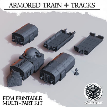 Armored Train + Tracks – Trench Crusade Modular Train Terrain Kit