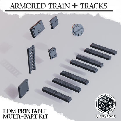 Armored Train + Tracks – Trench Crusade Modular Train Terrain Kit