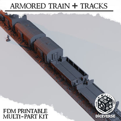 Armored Train + Tracks – Trench Crusade Modular Train Terrain Kit