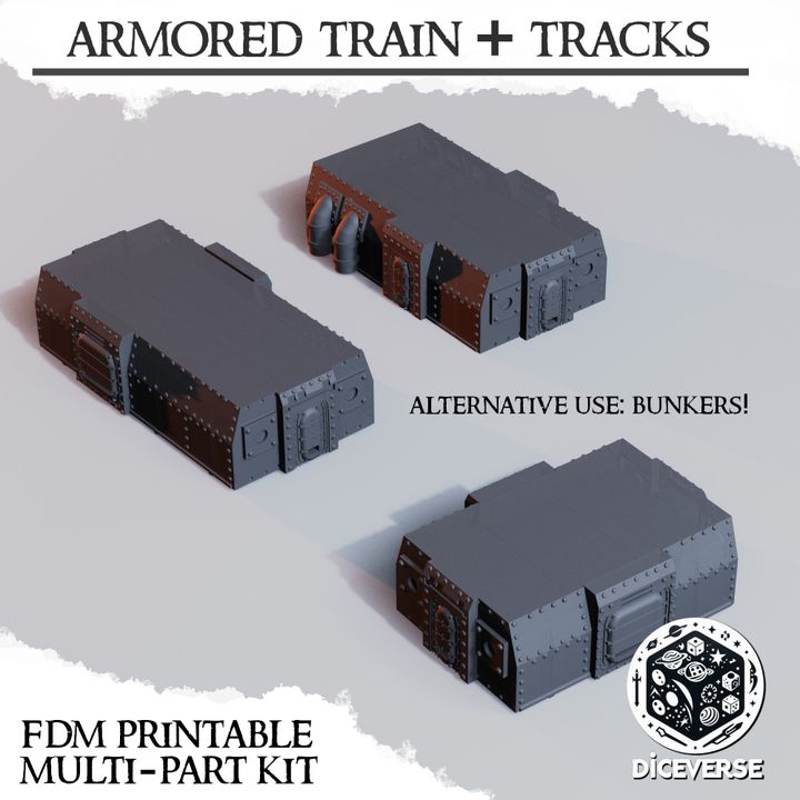 Armored Train + Tracks – Trench Crusade Modular Train Terrain Kit