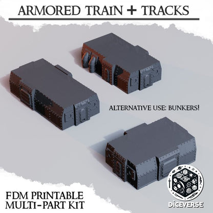Armored Train + Tracks – Trench Crusade Modular Train Terrain Kit