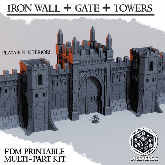 Iron Wall + Gate + Towers – Trench Crusade Modular Fortress Terrain