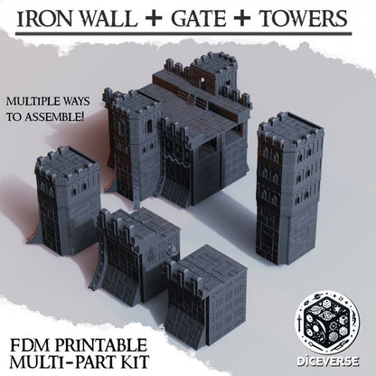 Iron Wall + Gate + Towers – Trench Crusade Modular Fortress Terrain