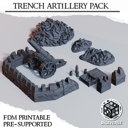 Trench Artillery - Trench Crusade Heavy Cannon & Ammunition Scatter Set