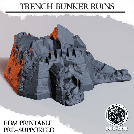Trench Bunker Ruins - Trench Crusade Destroyed Fortification Terrain