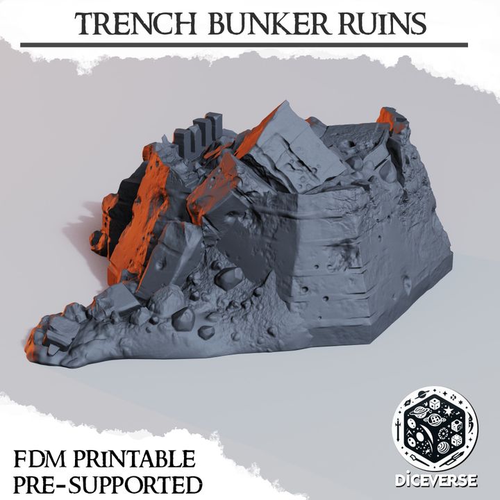 Trench Bunker Ruins - Trench Crusade Destroyed Fortification Terrain