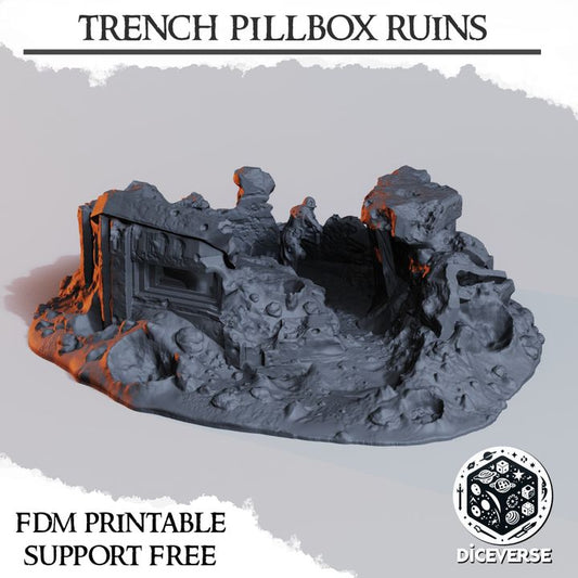 Trench Pillbox Ruins - Trench Crusade Destroyed Modular Bunker Terrain