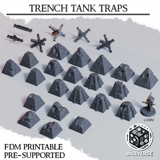 Tank Traps – Trench Crusade Dragon’s Teeth & Anti-Vehicle Terrain Set